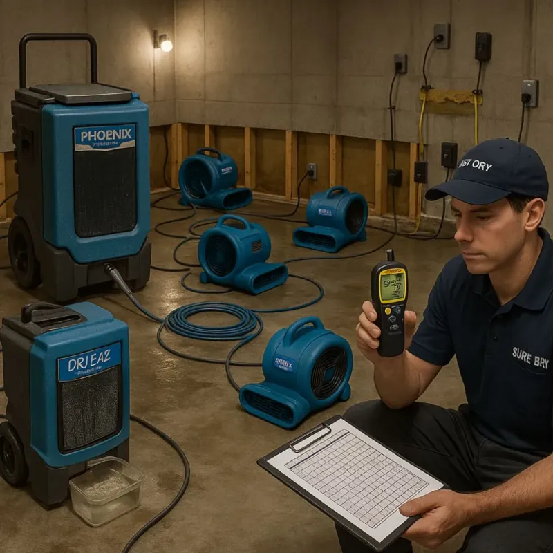 Structural Drying and Dehumidification process in Little River-Academy, TX